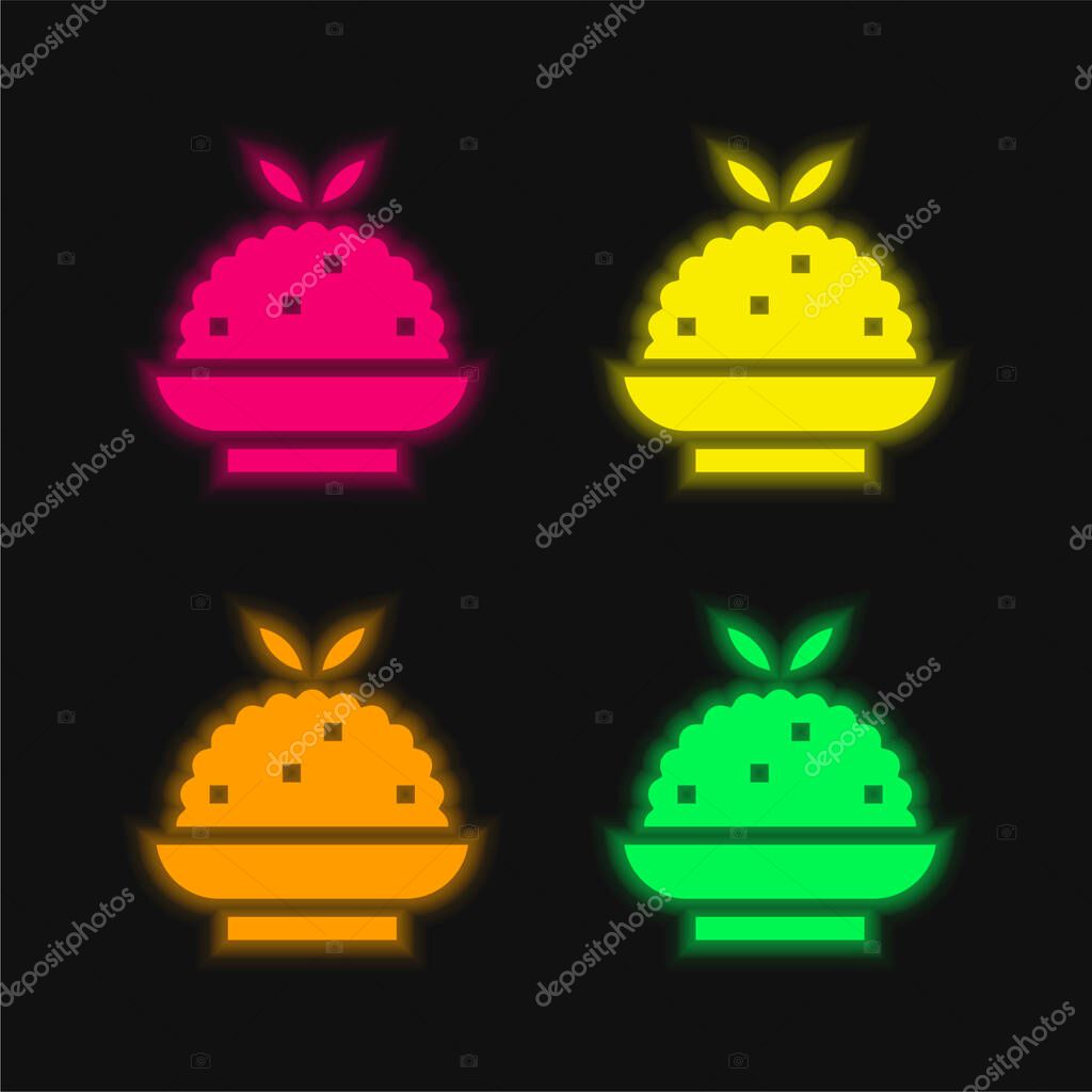 Biryani four color glowing neon vector icon