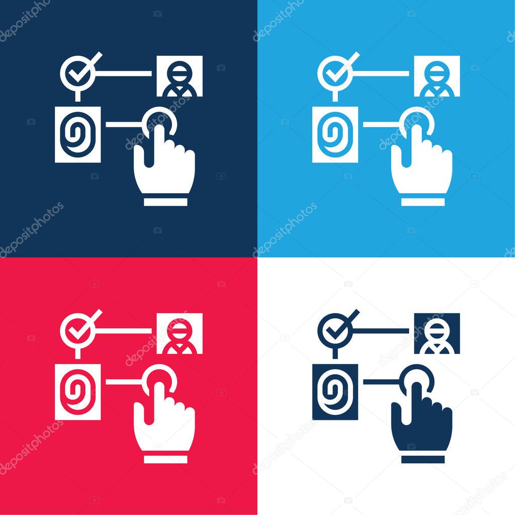 Algorithm blue and red four color minimal icon set