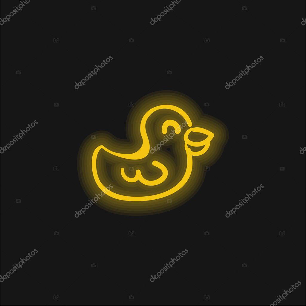 Bird Hand Drawn Animal Toy yellow glowing neon icon