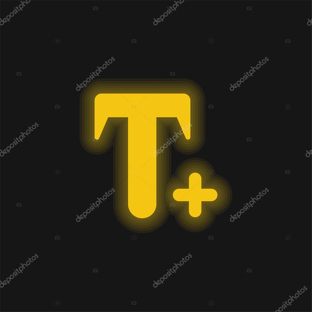 Add Text yellow glowing neon icon