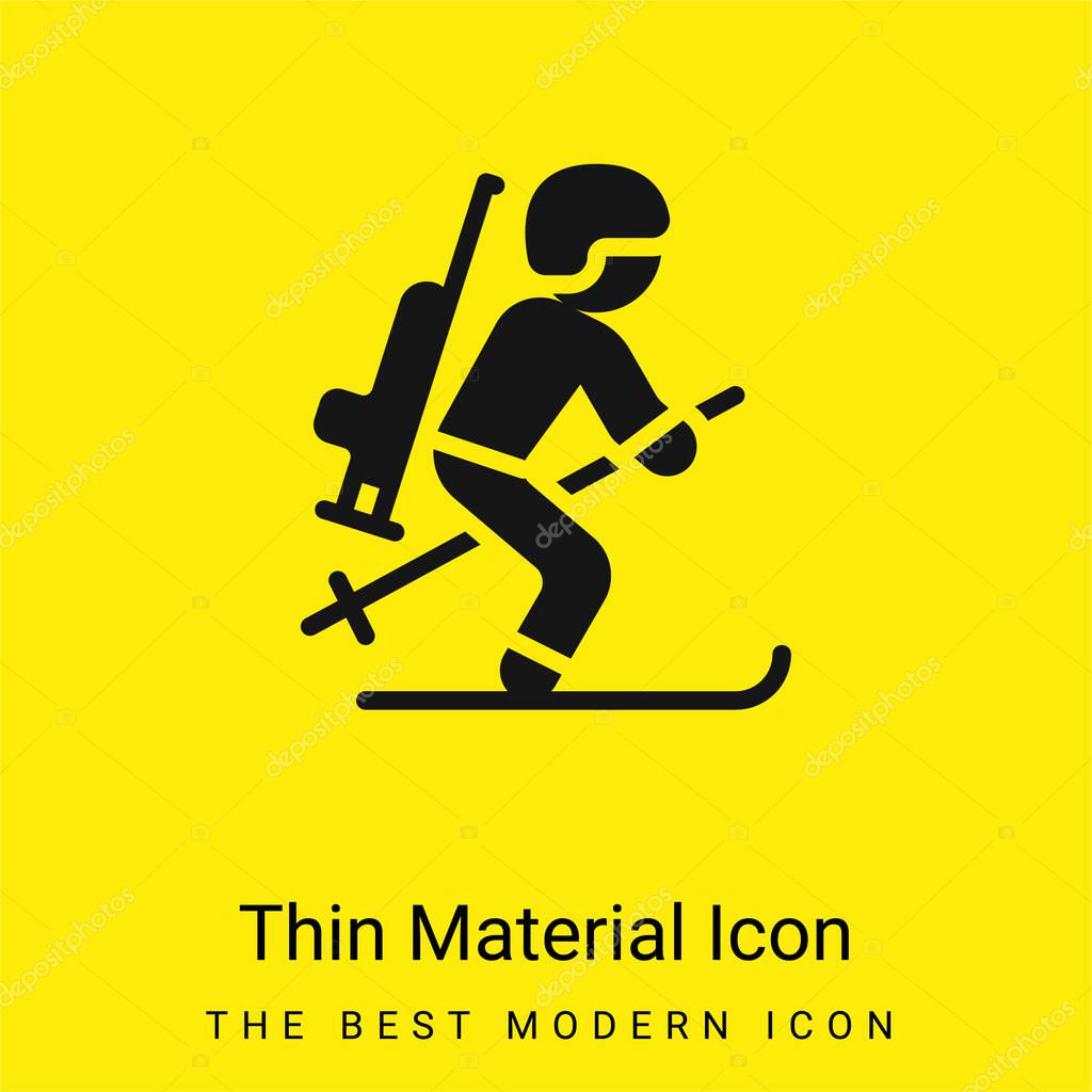 Biathlonist minimal bright yellow material icon