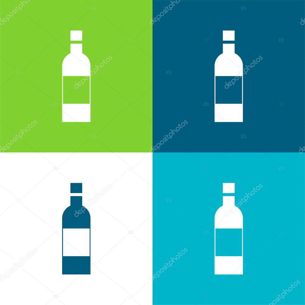 Bottle Flat four color minimal icon set