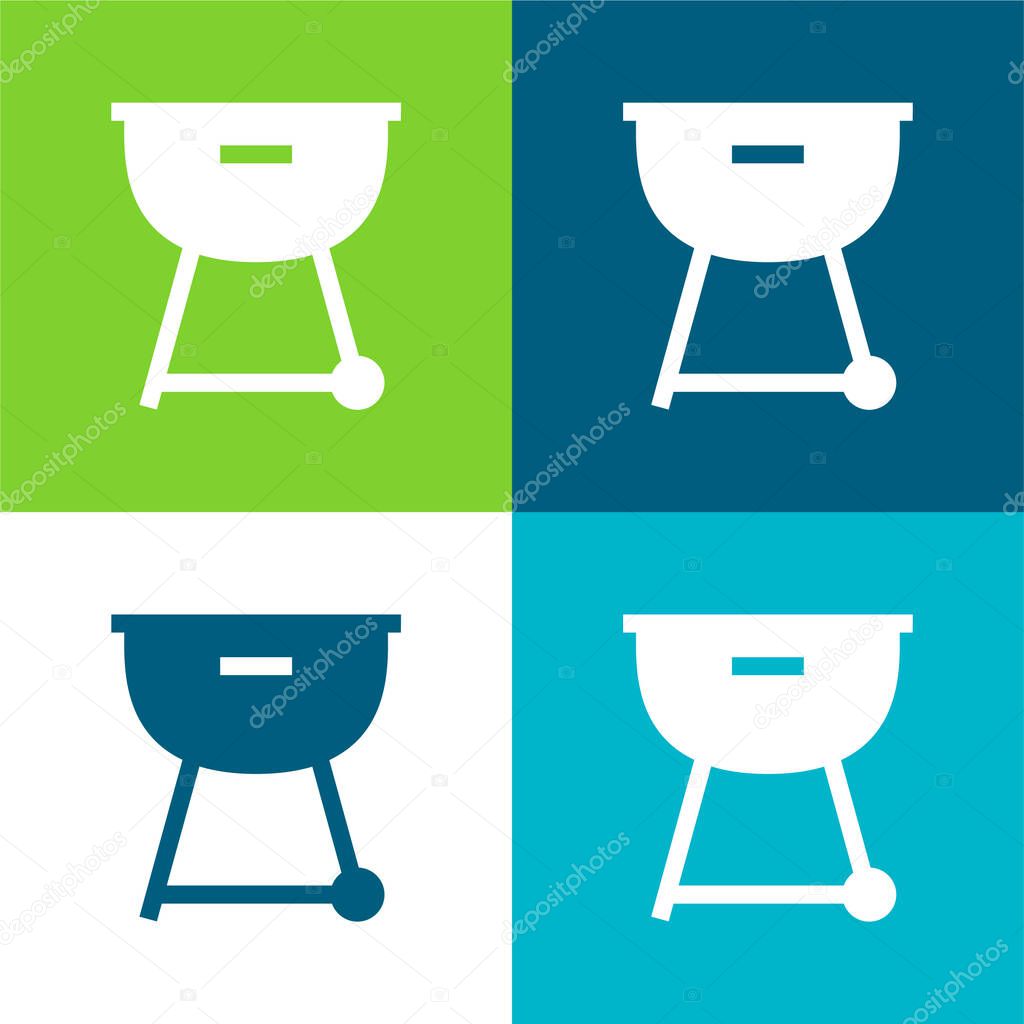 Barbecue Flat four color minimal icon set