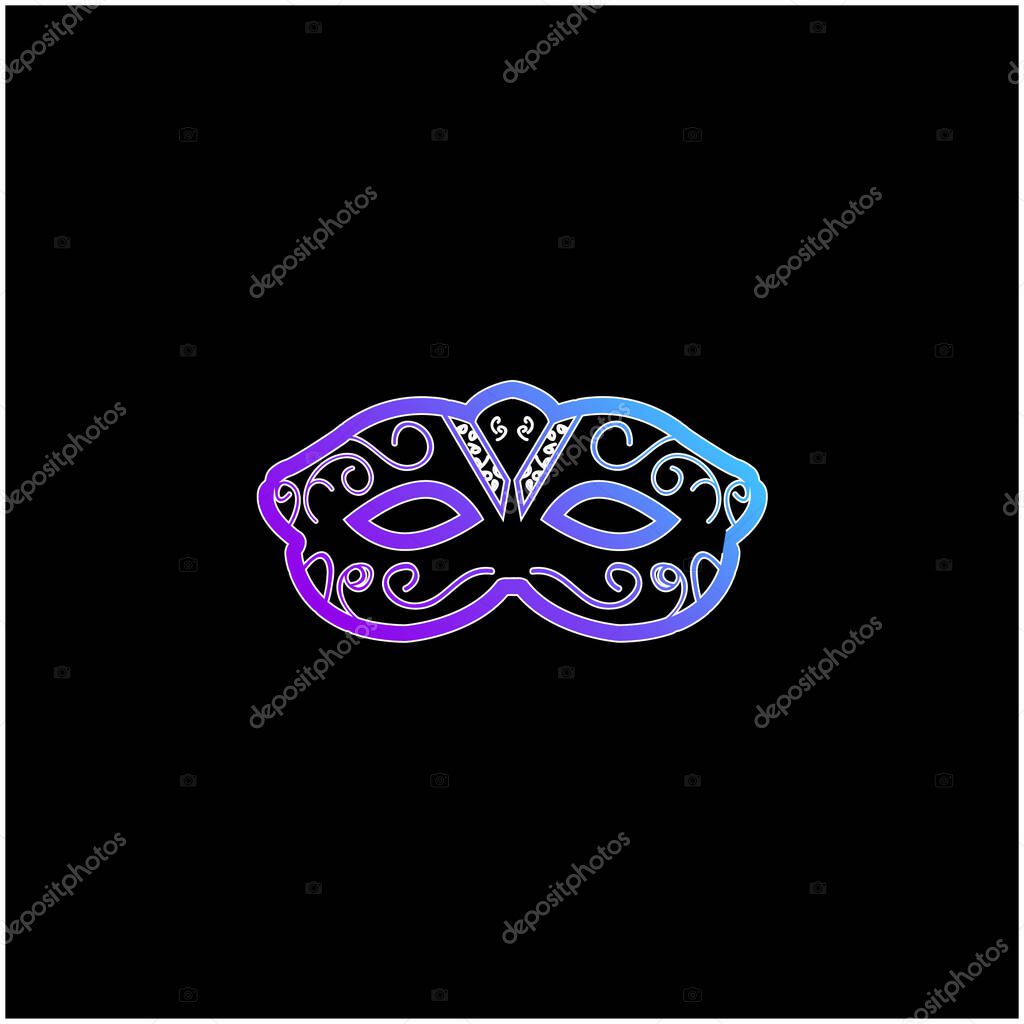 Artistic Carnival Mask To Cover Eyes blue gradient vector icon