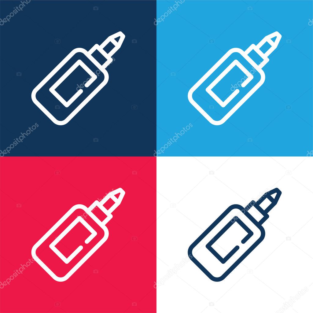 Bottle Of Glue blue and red four color minimal icon set
