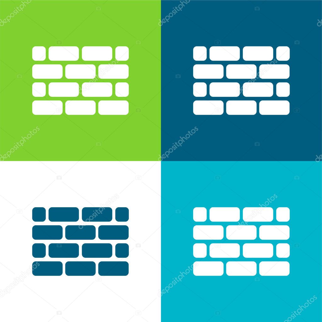 Brick Wall Flat four color minimal icon set