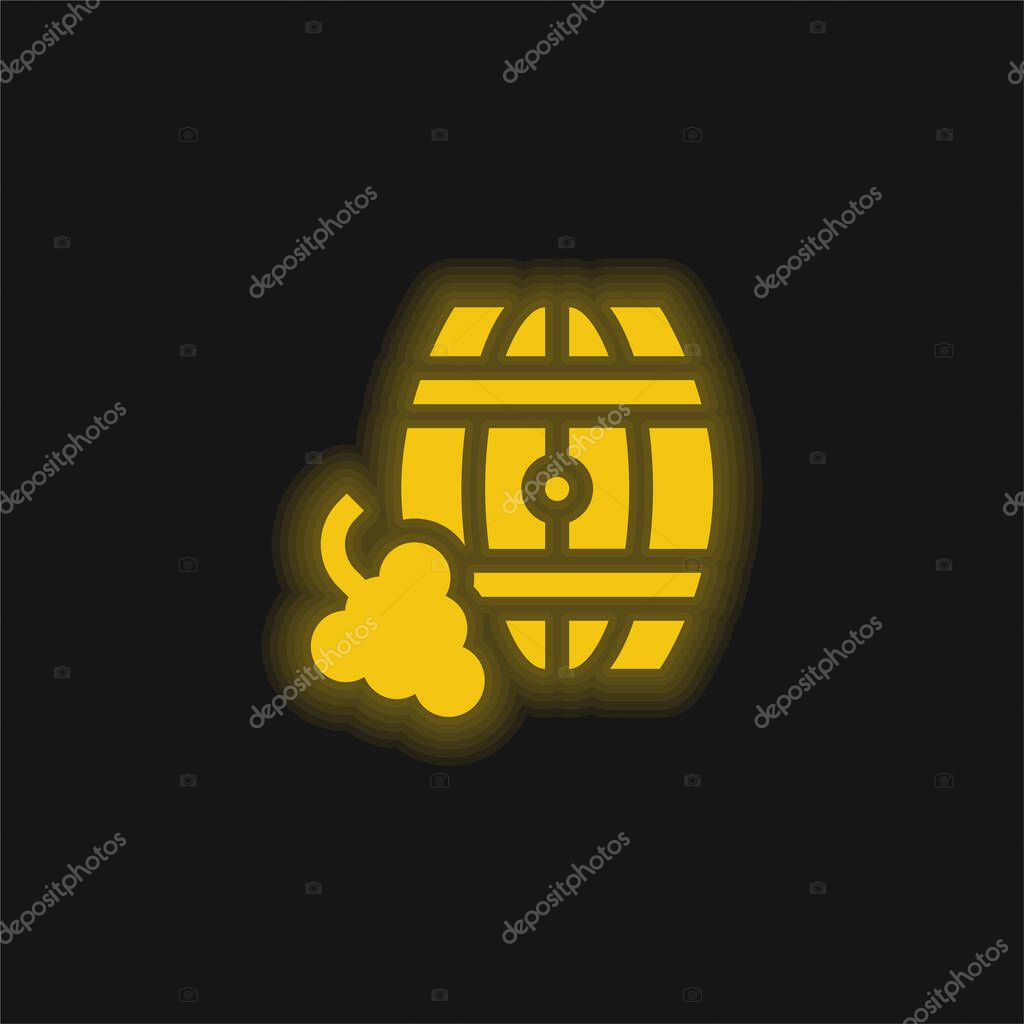 Barrel yellow glowing neon icon