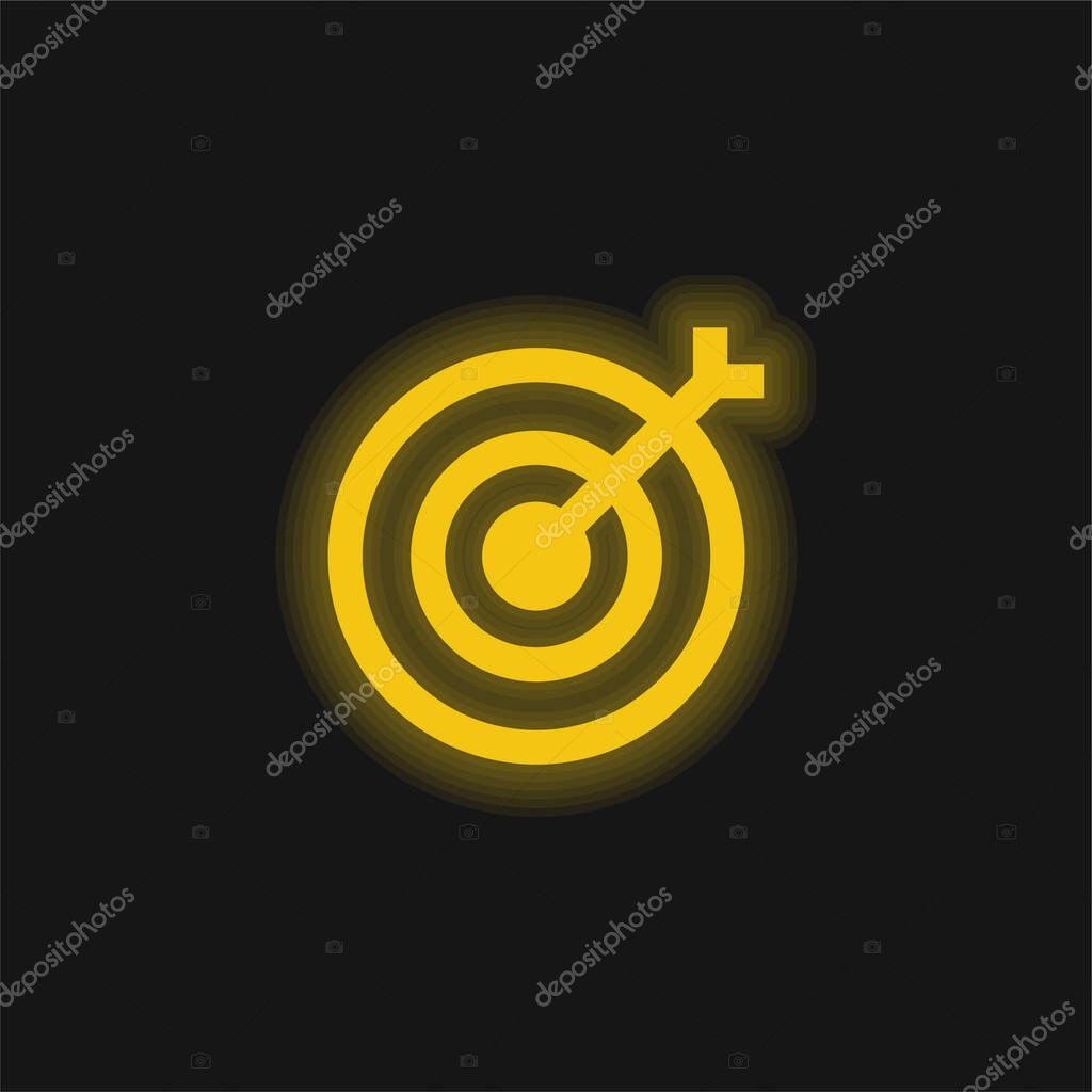 Archery yellow glowing neon icon