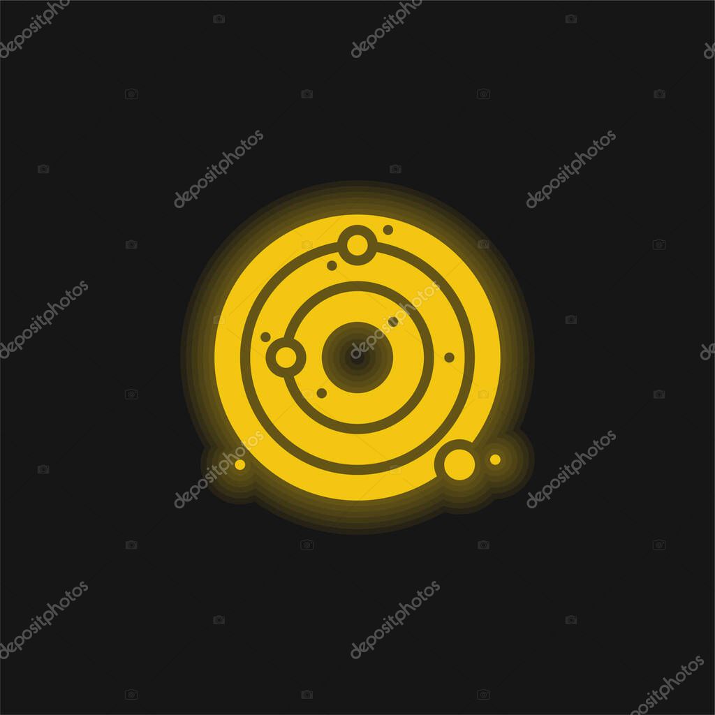 Astronomy yellow glowing neon icon