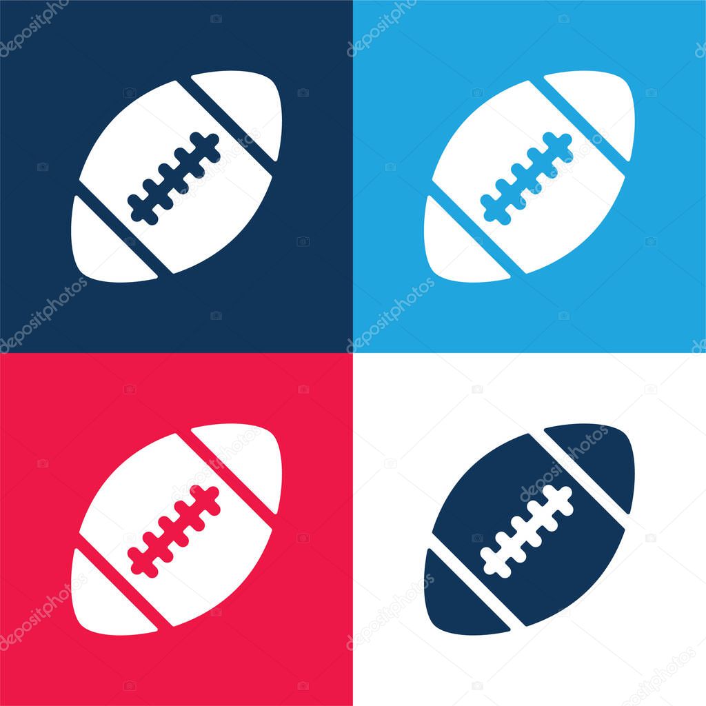 American Football blue and red four color minimal icon set