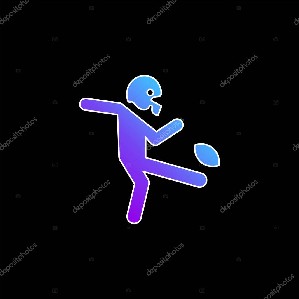 American Football Player Kicking The Ball blue gradient vector icon