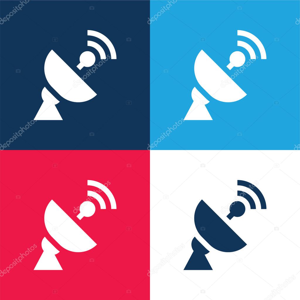 Antenna blue and red four color minimal icon set