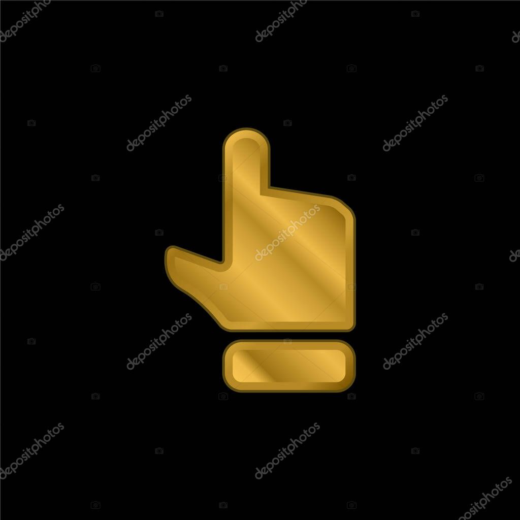 Black Hand Finger Pointing Up gold plated metalic icon or logo vector