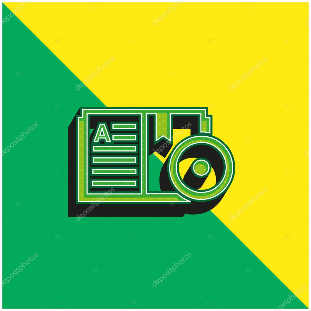 Book Green and yellow modern 3d vector icon logo