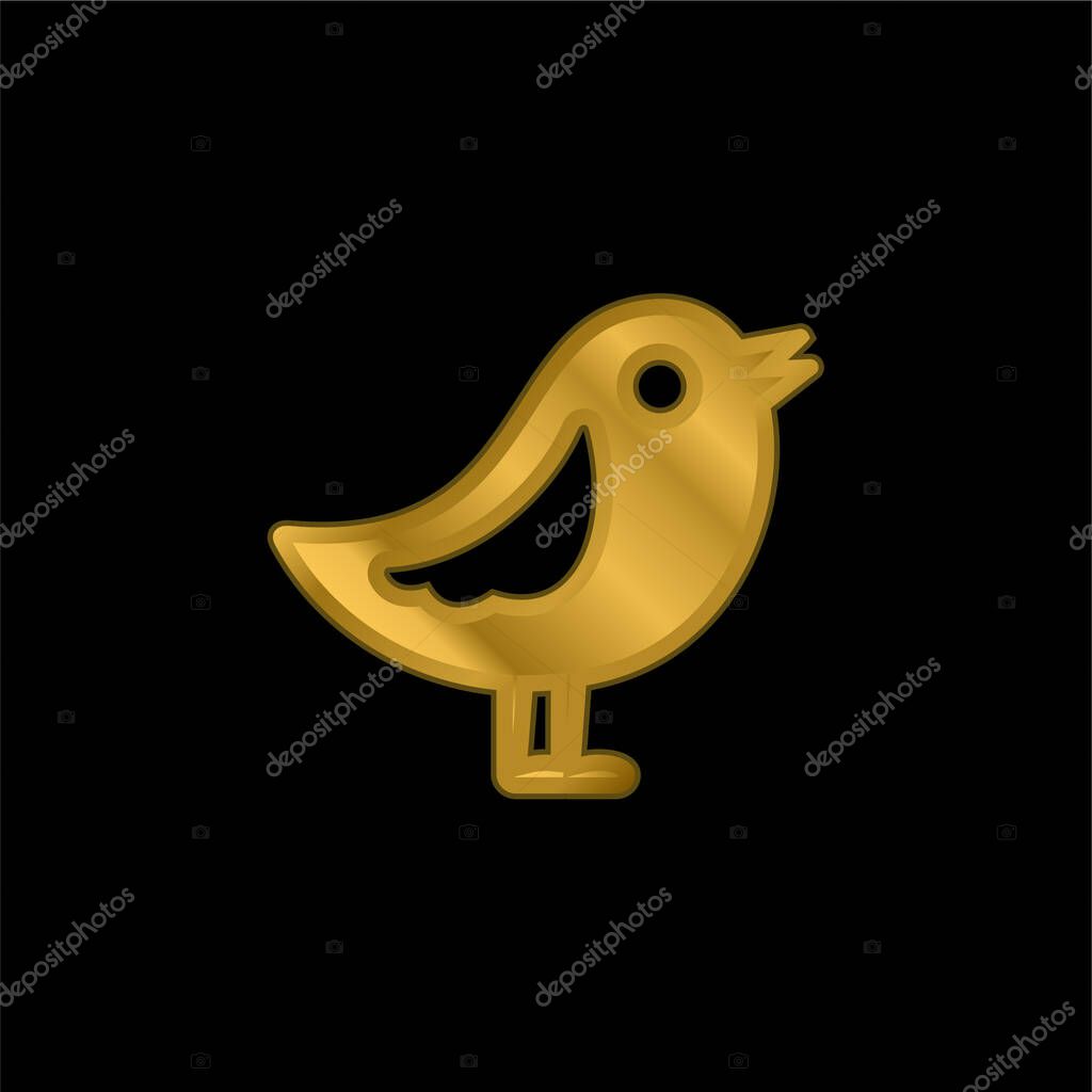 Bird gold plated metalic icon or logo vector