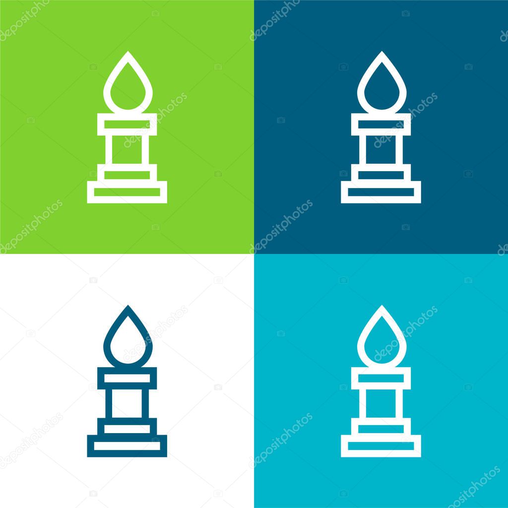Bishop Chess Piece Outline Flat four color minimal icon set
