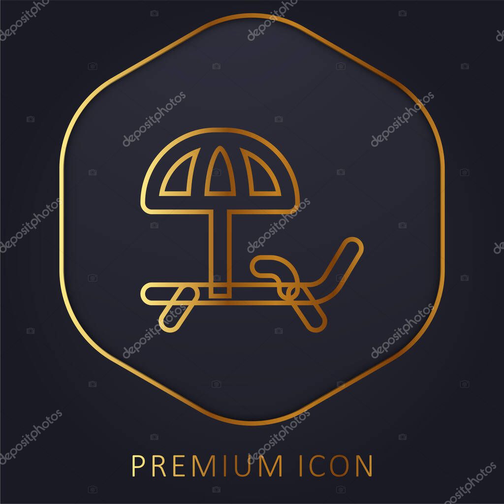 Beach Chair golden line premium logo or icon