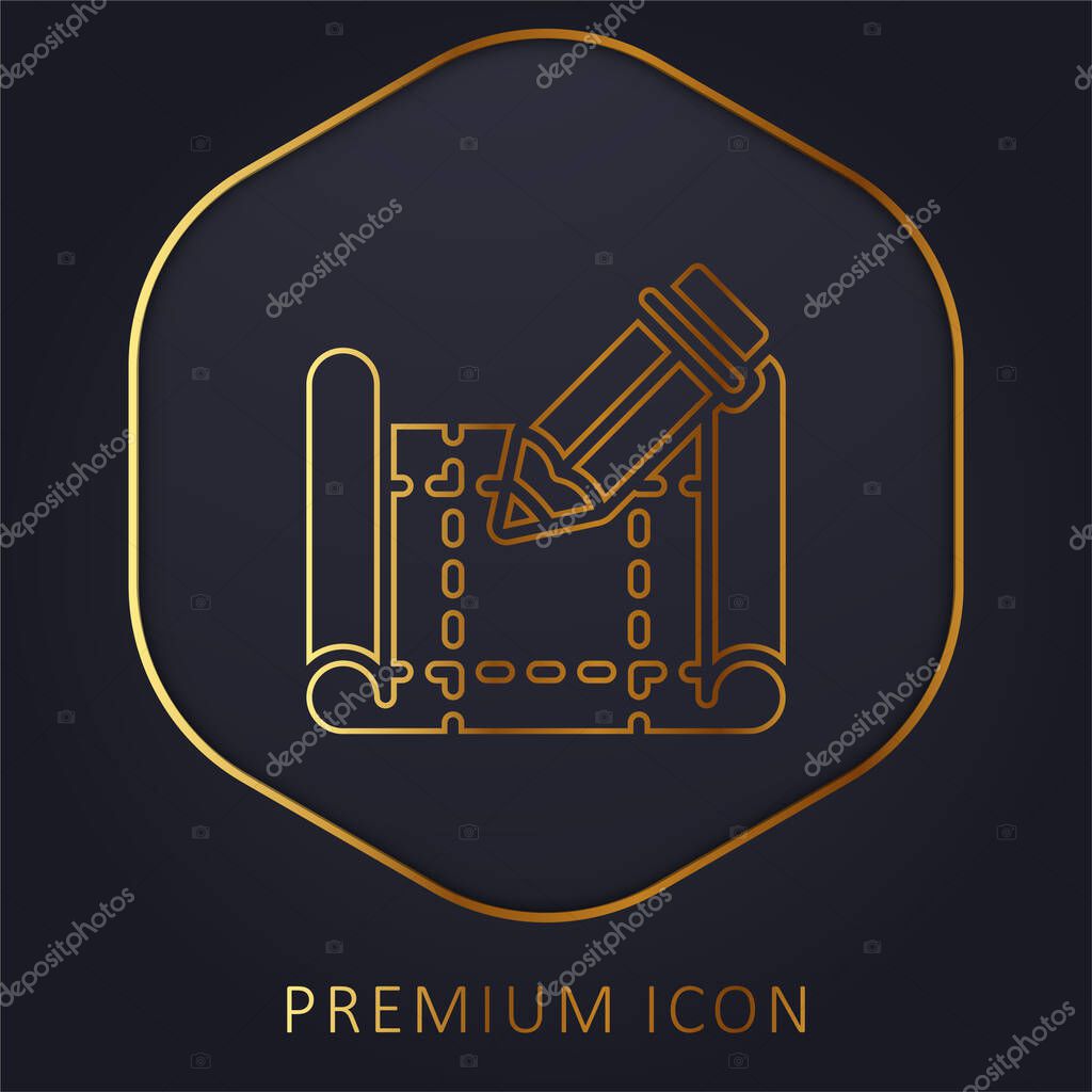 Blueprint golden line premium logo or icon
