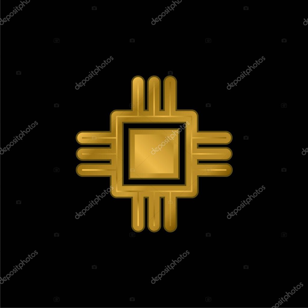 Big Chip gold plated metalic icon or logo vector