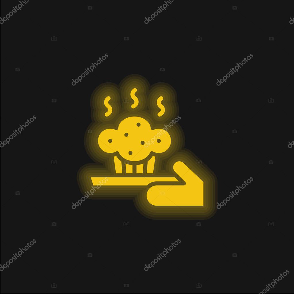 Baking yellow glowing neon icon