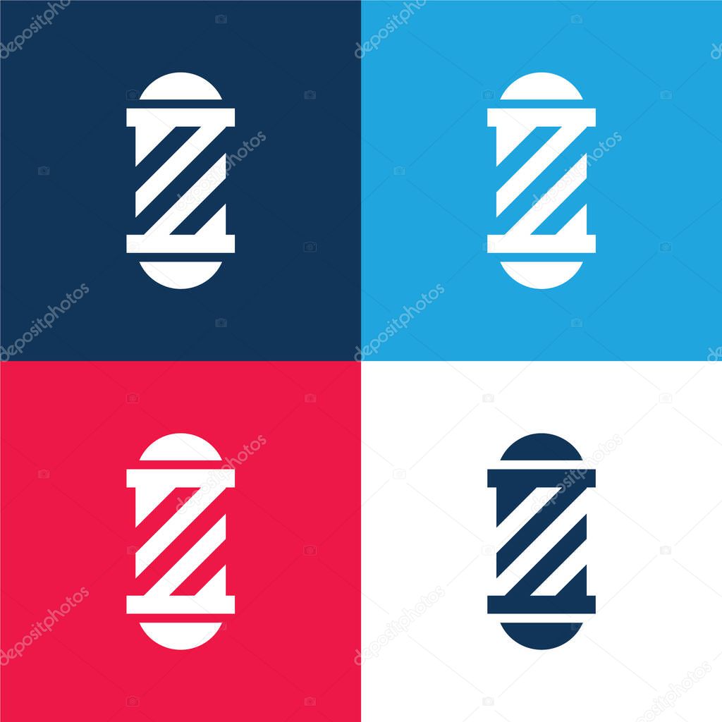 Barber Pole blue and red four color minimal icon set