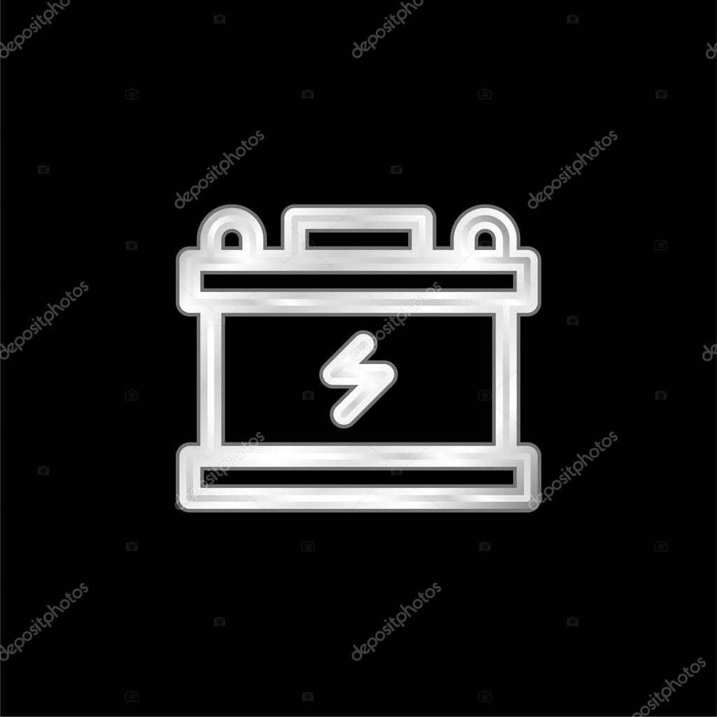 Battery silver plated metallic icon