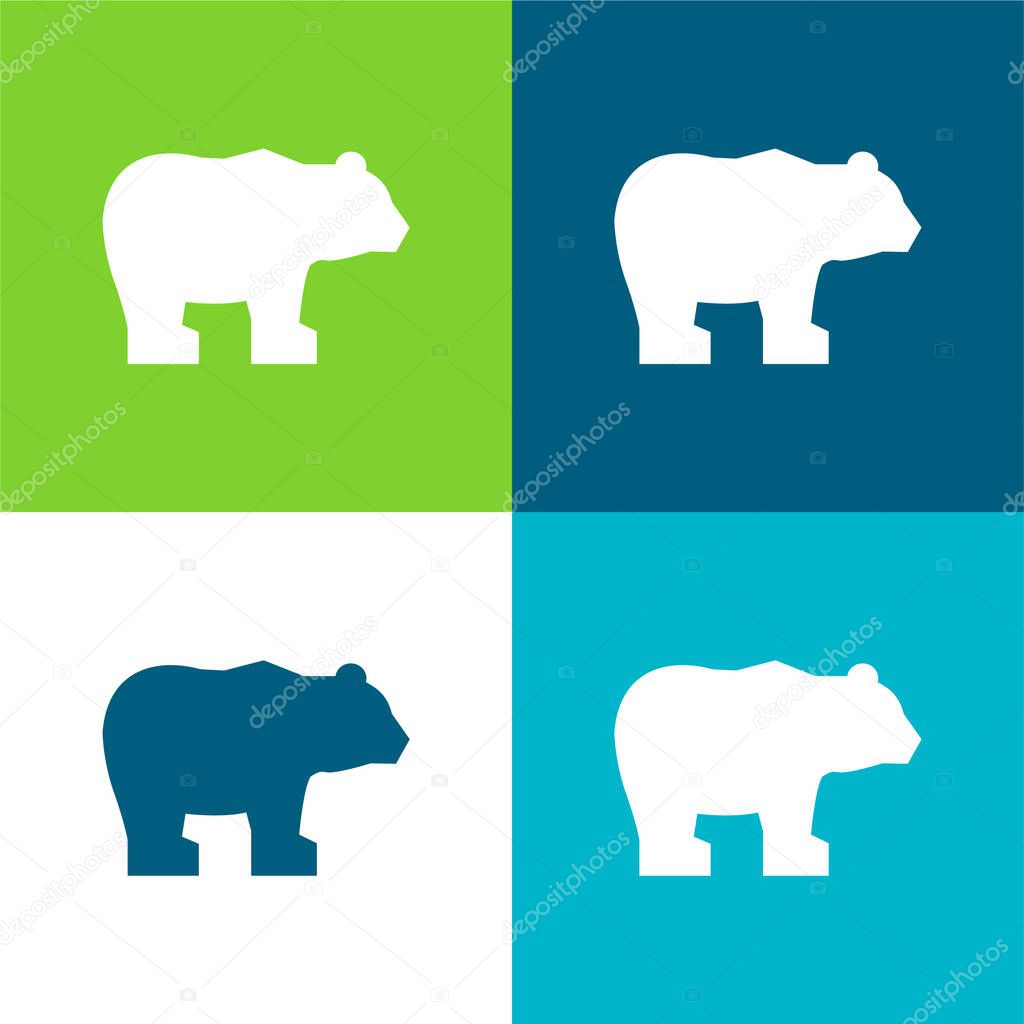 Bear Flat four color minimal icon set