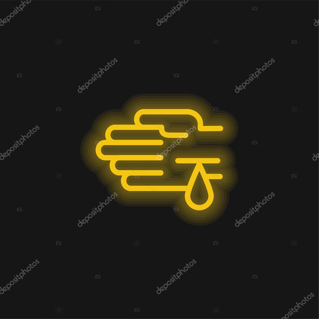 Blood Drop On A Hand Wound yellow glowing neon icon