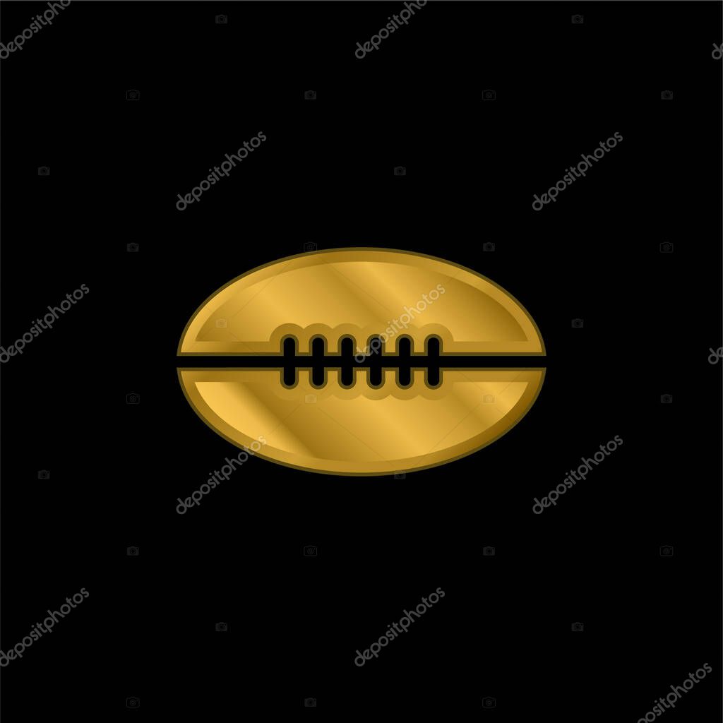 American Football Ball gold plated metalic icon or logo vector