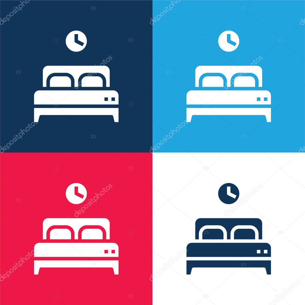 Bed blue and red four color minimal icon set
