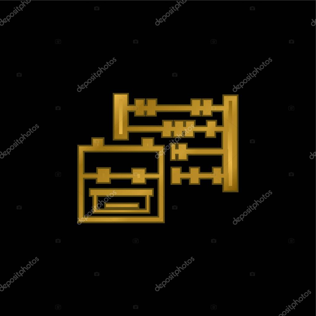 Backpack And Abacus gold plated metalic icon or logo vector