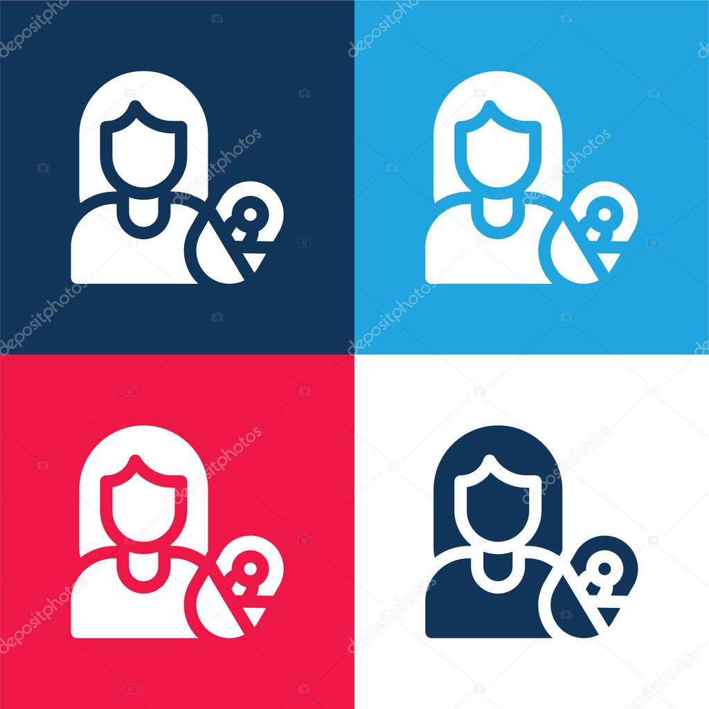 Adoptive Mother blue and red four color minimal icon set