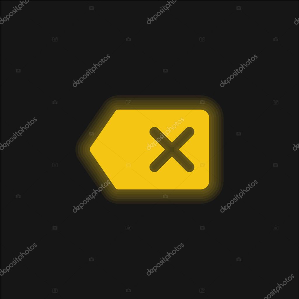 Backspace yellow glowing neon icon