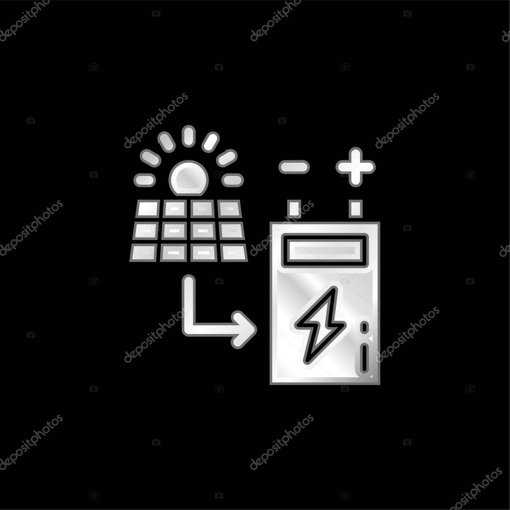 Battery silver plated metallic icon