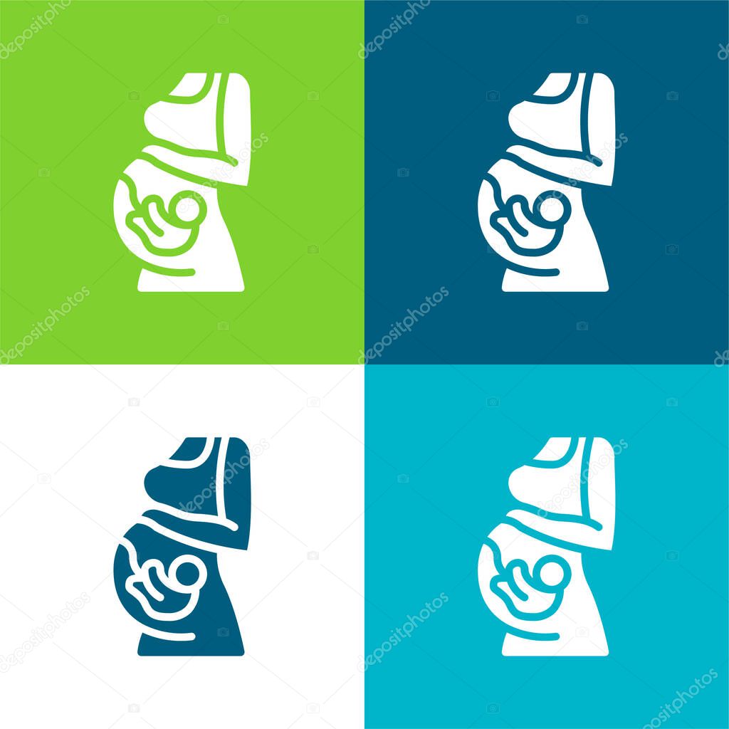 Baby Flat four color minimal icon set