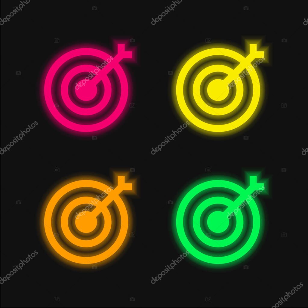 Archery four color glowing neon vector icon
