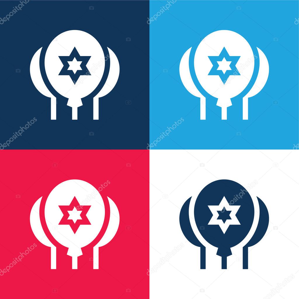 Balloons blue and red four color minimal icon set