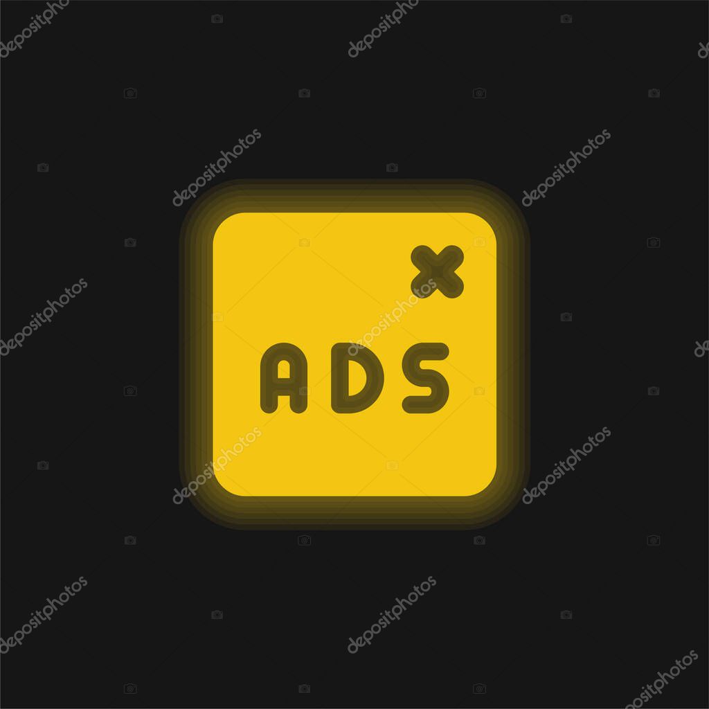 Blocked yellow glowing neon icon