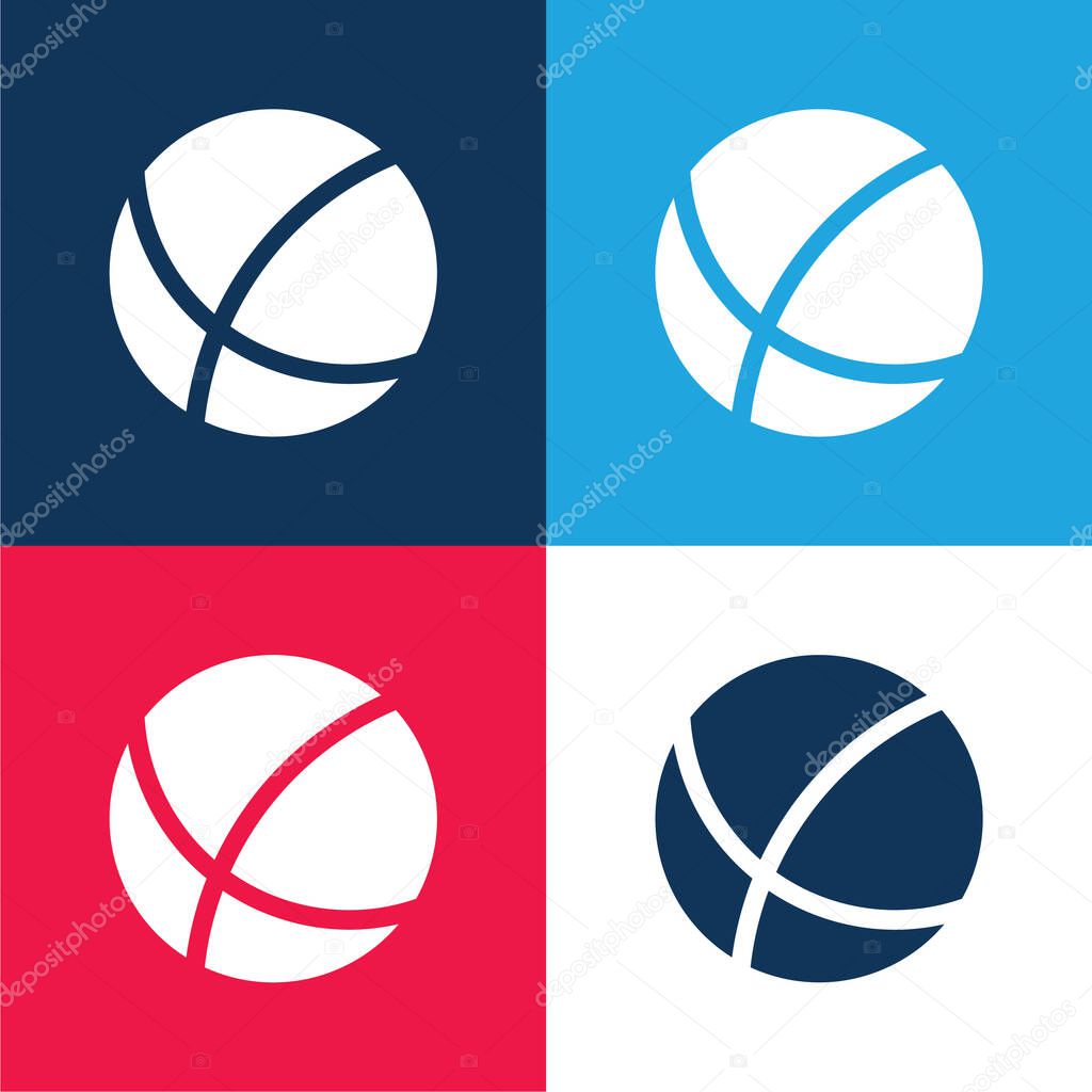 Ball blue and red four color minimal icon set