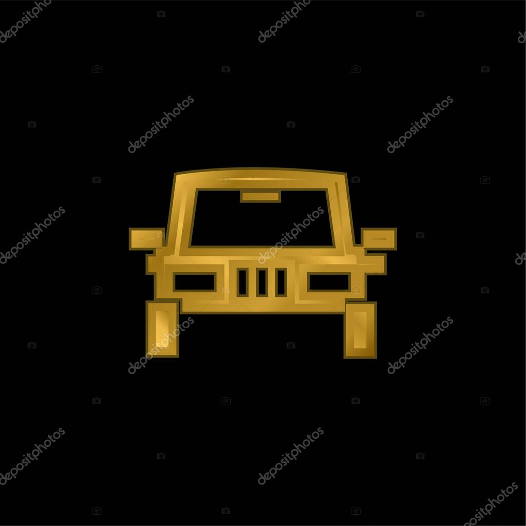 All Terrain Vehicle gold plated metalic icon or logo vector