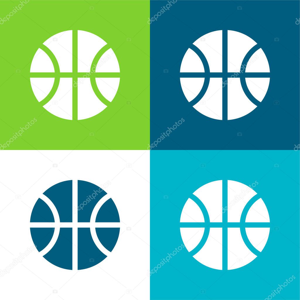 Basketball Ball Flat four color minimal icon set