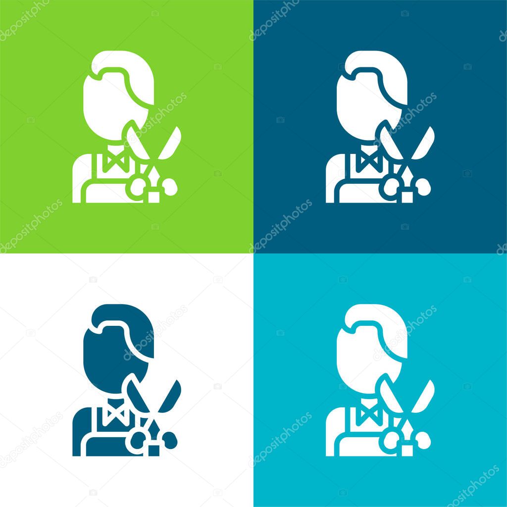 Barber Flat four color minimal icon set