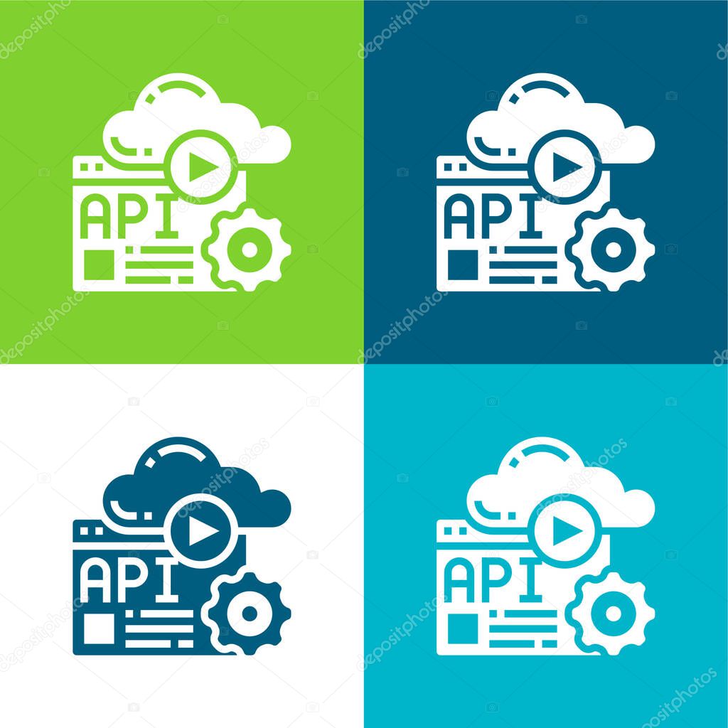 Application Flat four color minimal icon set
