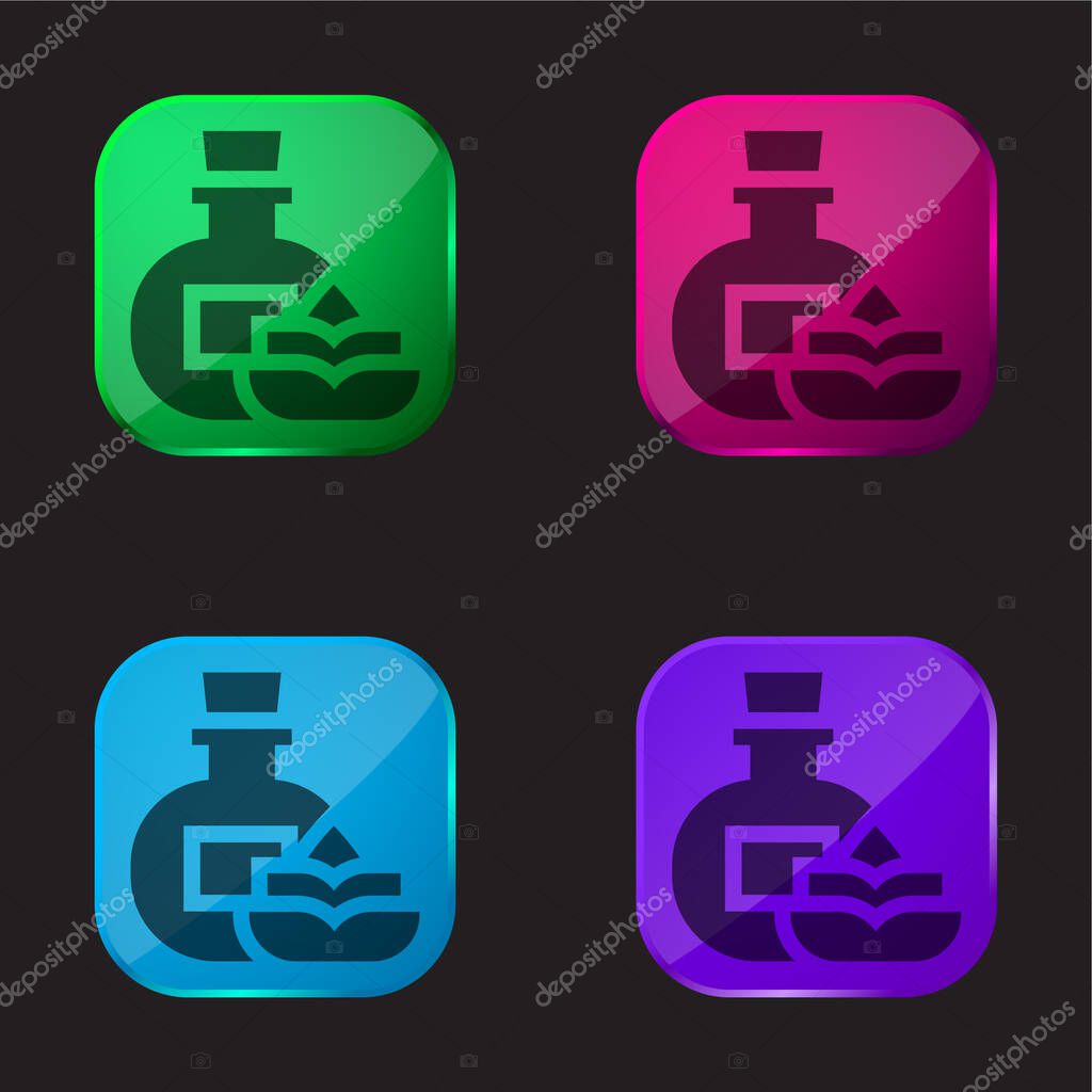 Aromatherapy four color glass button icon