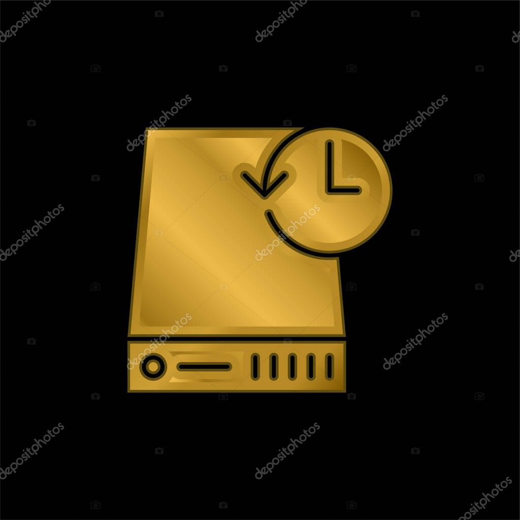 Backup gold plated metalic icon or logo vector