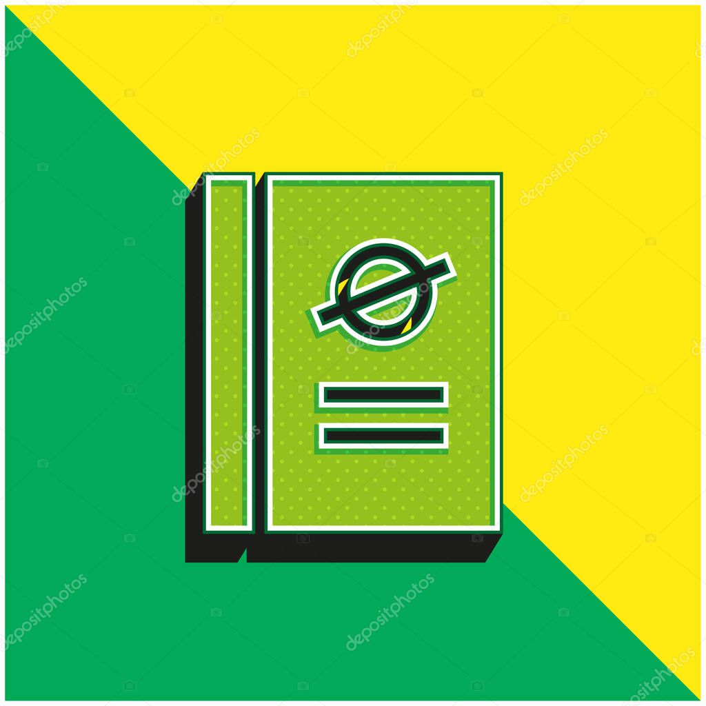 Book Green and yellow modern 3d vector icon logo