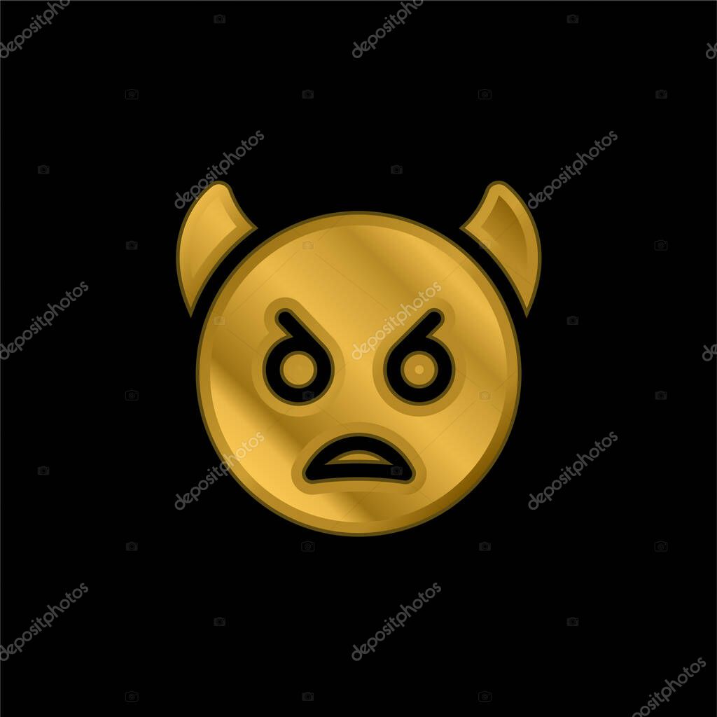 Angry gold plated metalic icon or logo vector