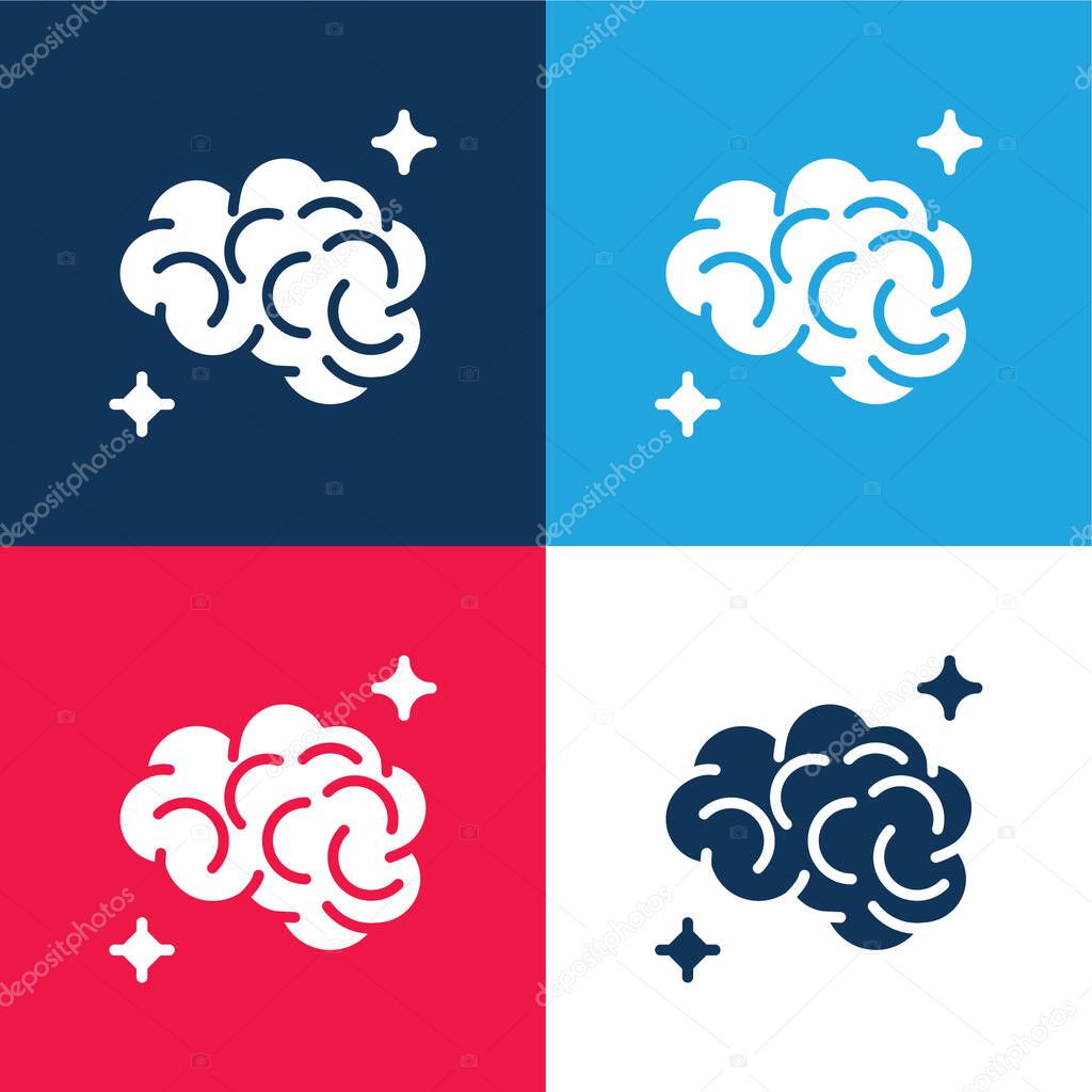 Brain blue and red four color minimal icon set