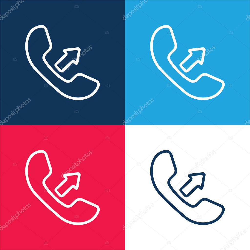 Answer A Call Interface Symbol Of Auricular With An Arrow blue and red four color minimal icon set