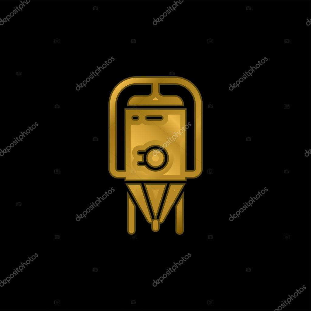Brewing gold plated metalic icon or logo vector